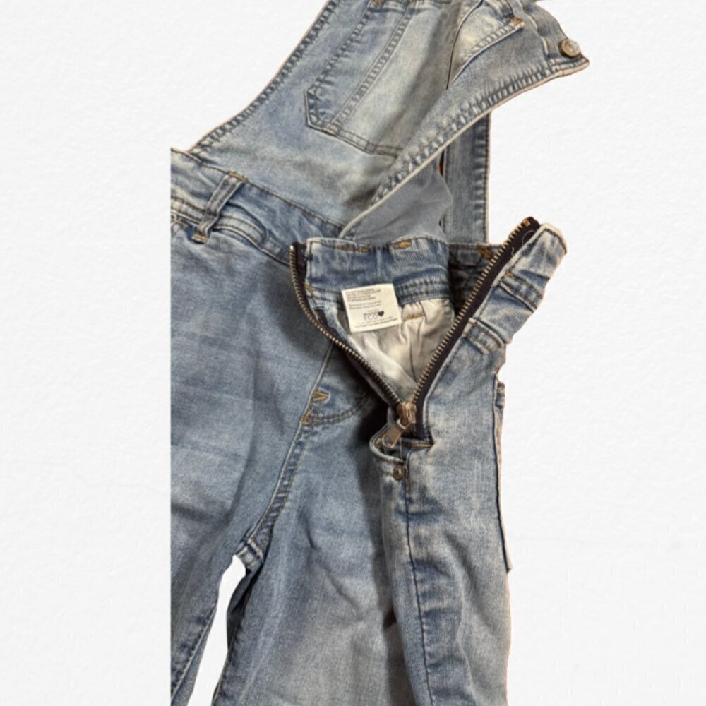π· Wallflower Side Zip Criss Cross Denim Skinny Overall Bibs - Picture 7 of 10